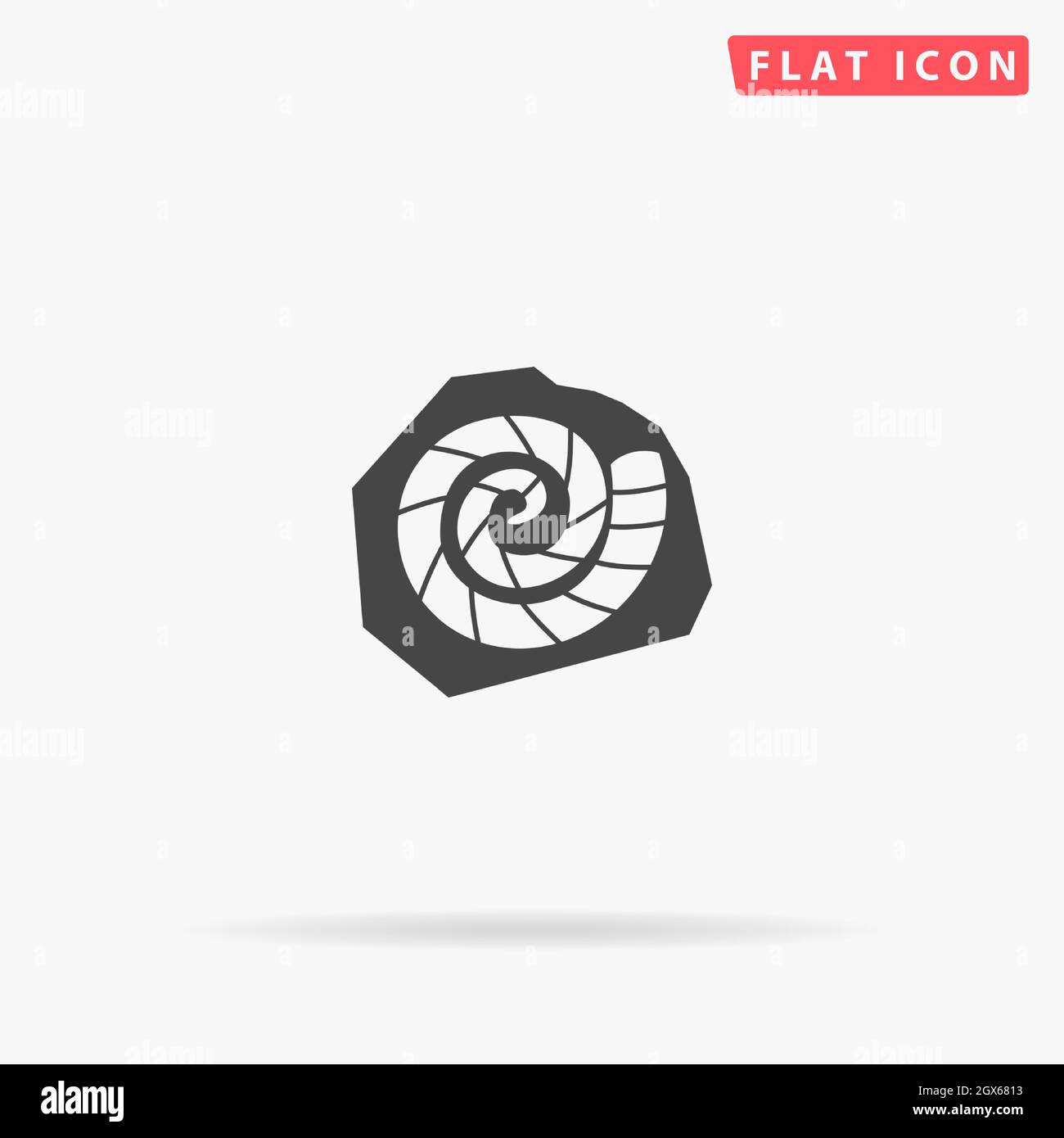 Fossilized Shell of Ammonite flat vector icon. Hand drawn style design illustrations. Stock Vector