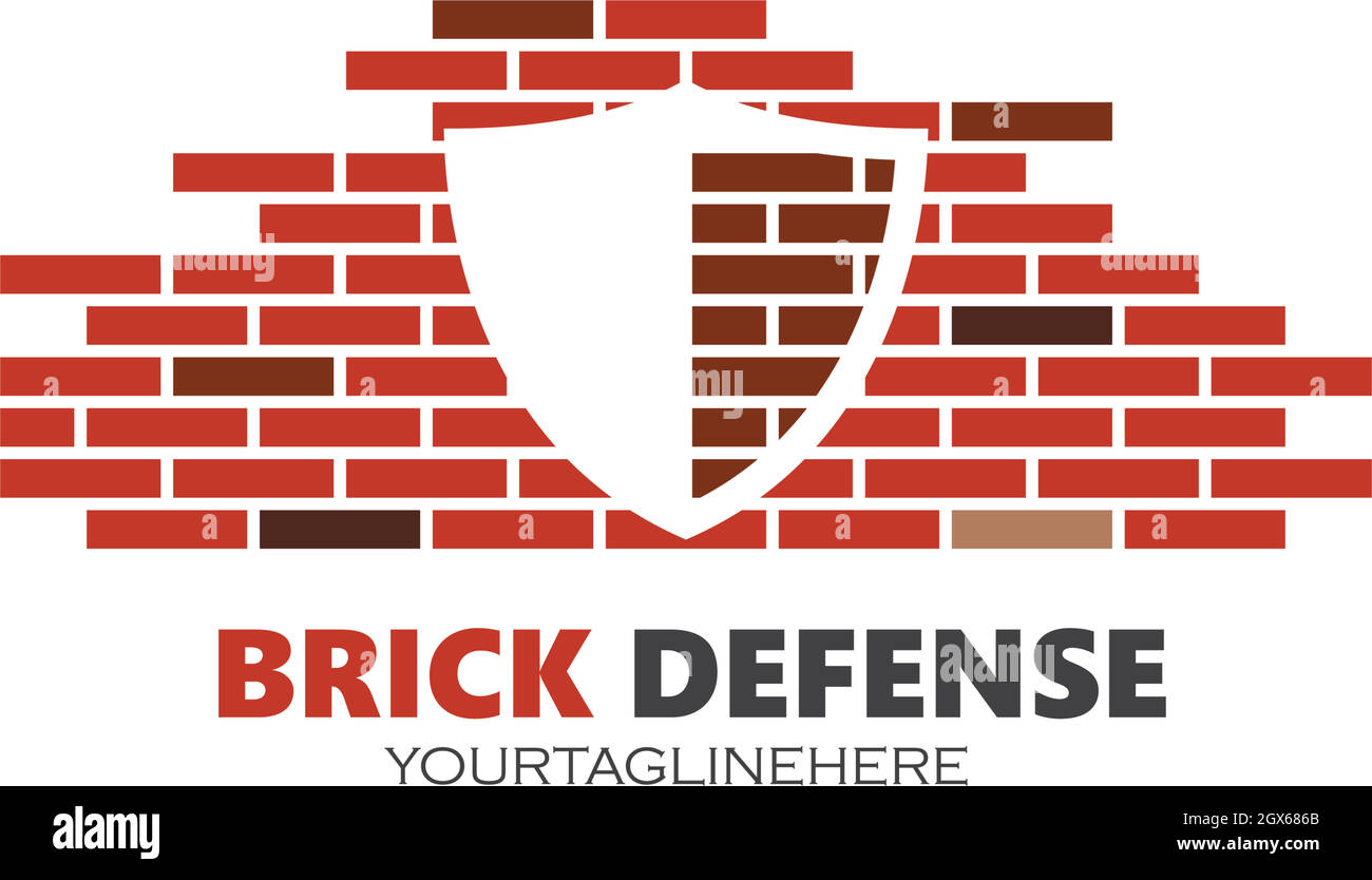 Shield brick concept logo vector illustration Stock Vector