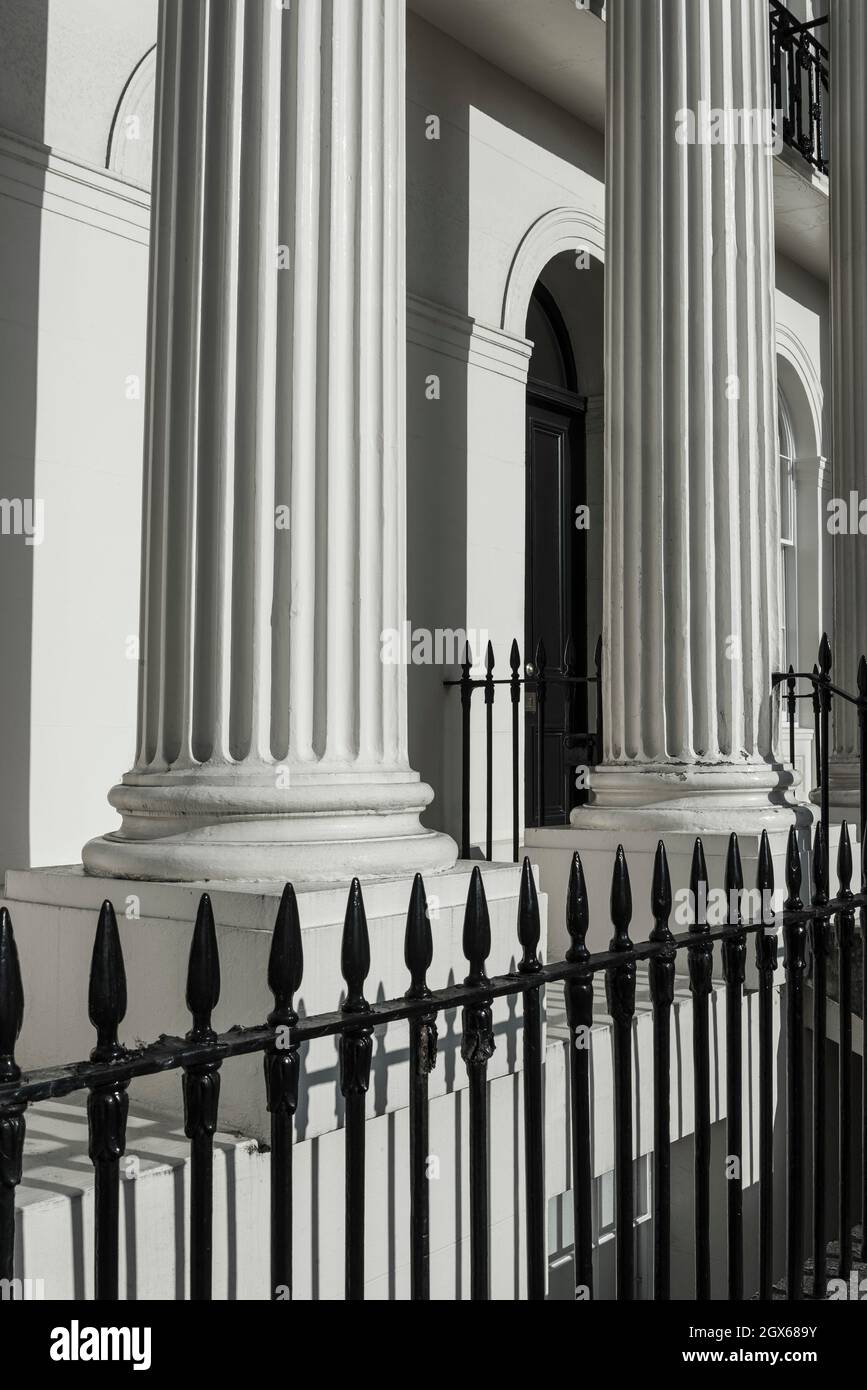 Detail of Neoclassical portico. London, UK Stock Photo Alamy