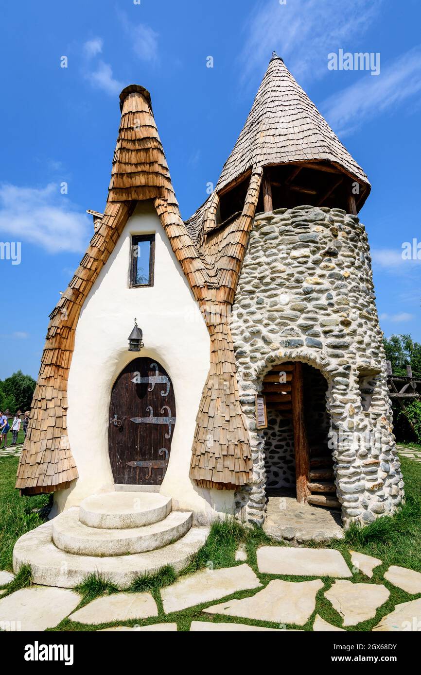 Clay Castle from the Valey of the Ferries (Castelul de Lut Valea Zanelor)  in Porumbacu de Sus village in Sibiu county, in Transylvania (Transilvania  Stock Photo - Alamy