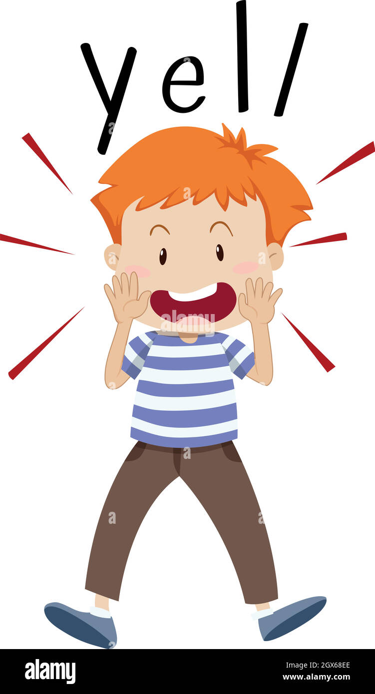Boy yelling out for something Stock Vector