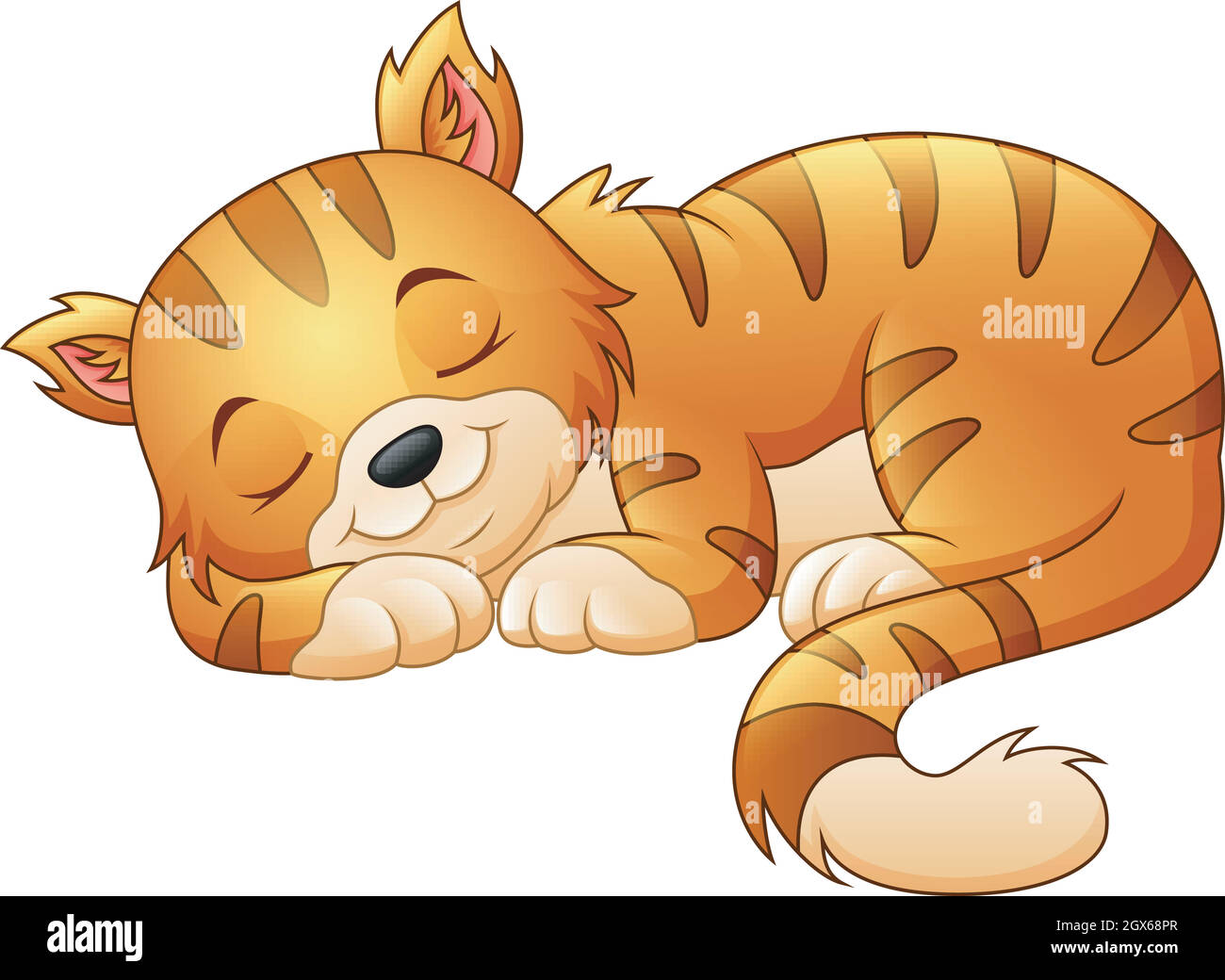 Cute cat sleeping isolated on white background Stock Vector