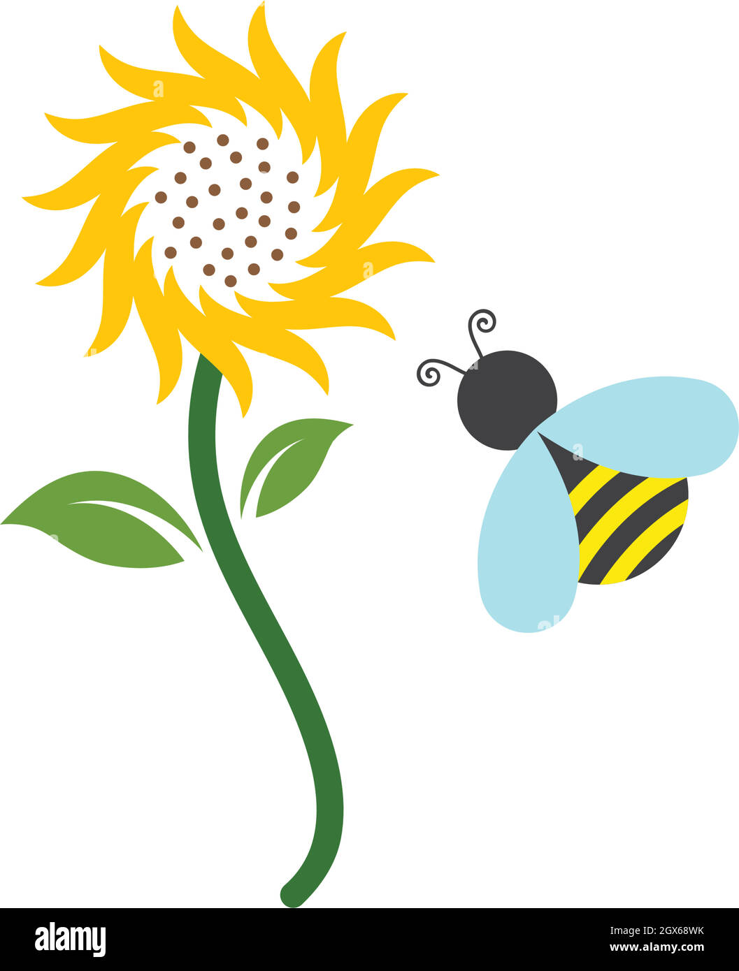 Sunflower with bee logo icon vector Stock Vector