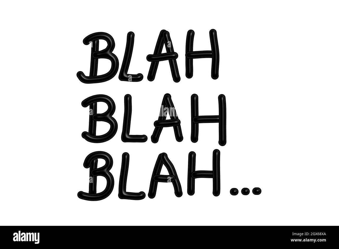Blah, Blah, Blah, hand written word illustration, black on white Stock Photo
