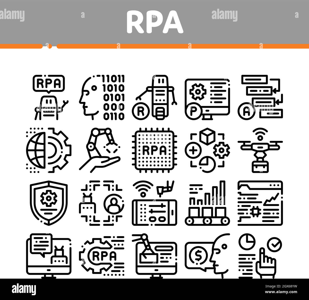 Rpa Robotic Process Automation Icons Set Vector Stock Vector Image & Art -  Alamy