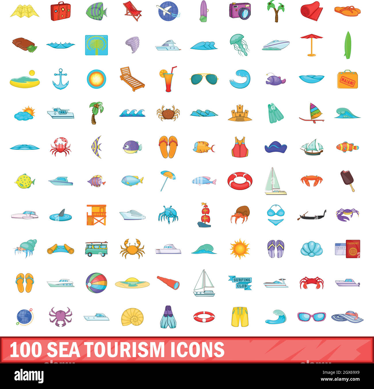 100 sea tourism icons set, cartoon style Stock Vector Image & Art - Alamy