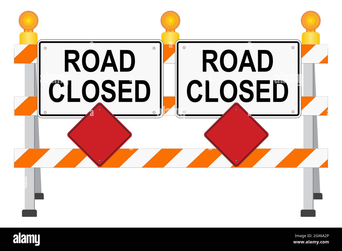 Road Closed sign with barrier - Vector Illustration Stock Vector