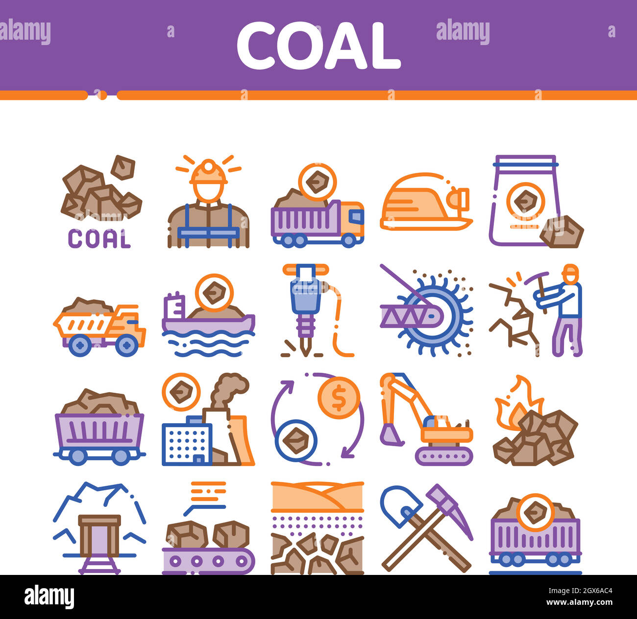 Coal Mining Equipment Collection Icons Set Vector Stock Vector Image ...