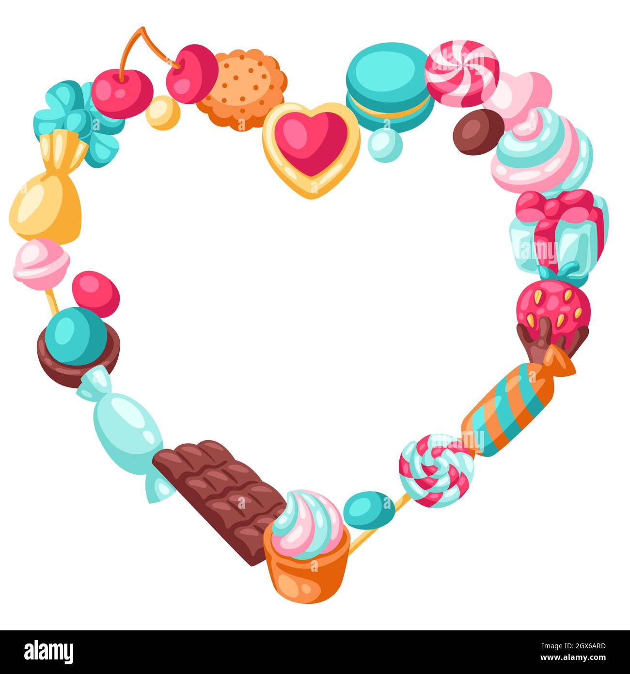 Frame with various candies and sweets. Confectionery or bakery stylized ...