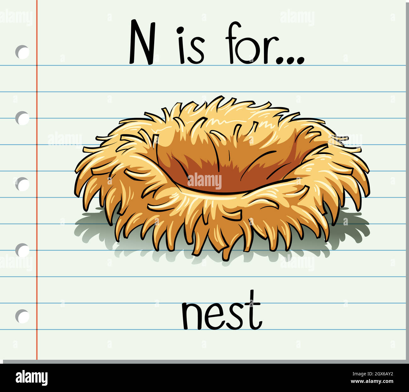 Flashcard letter N is for nest Stock Vector