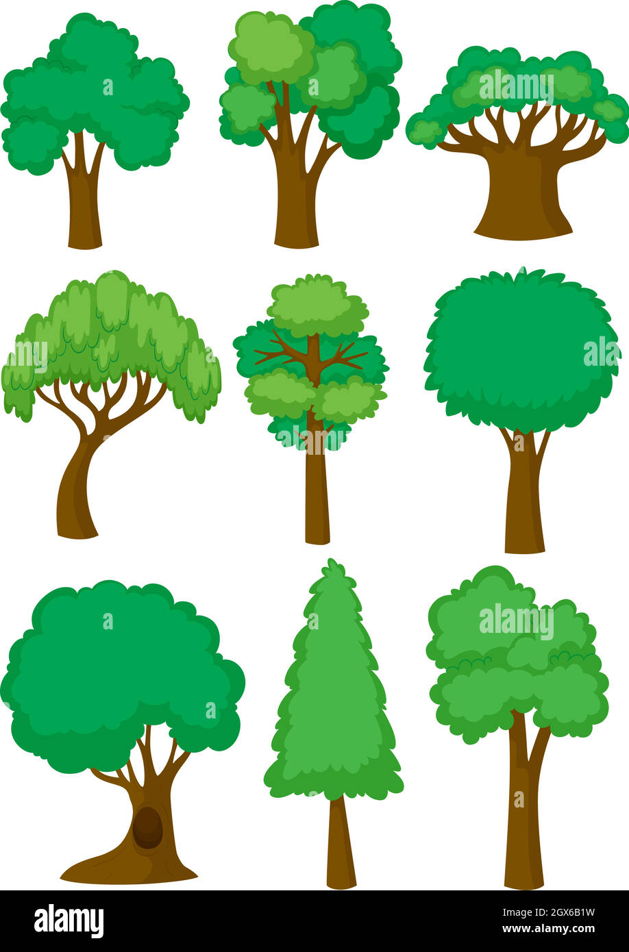 Different shapes of tree Stock Vector