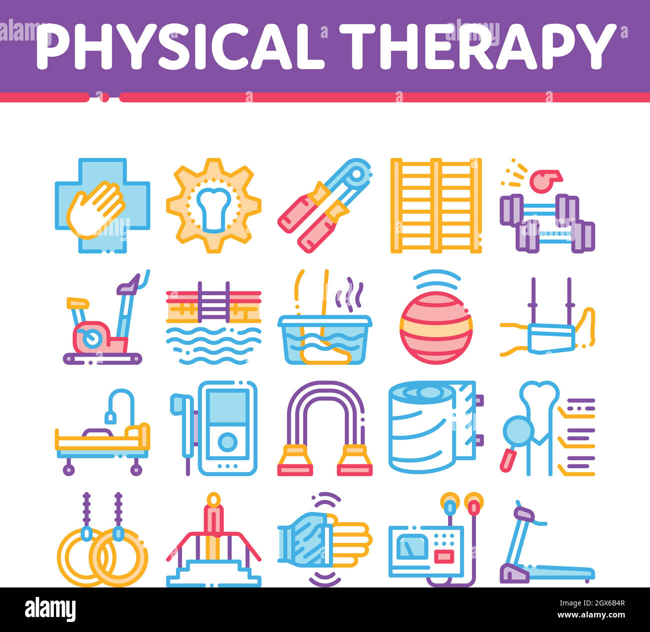 Physical Therapy And Recovery Icons Set Vector Stock Vector