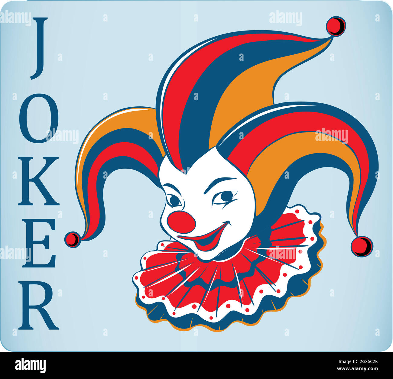 Red nose joker card Stock Vector