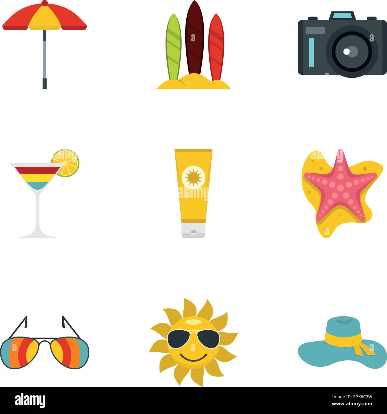 Summer holidays icons set, flat style Stock Vector Image & Art - Alamy