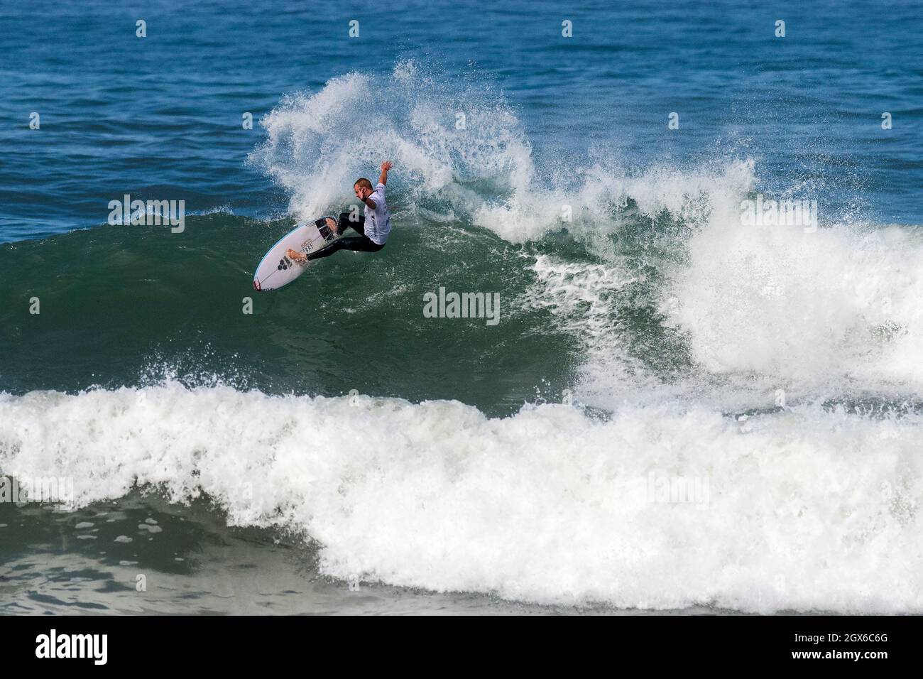 Ericeira, Portugal. 04th Oct, 2021. Australian surfer Jackson Baker in action during the Round of 96 of the MEO Visual Pro Ericeira, WSL (World Surf League) in Ericeira. Credit: SOPA Images Limited/Alamy Live News Stock Photo