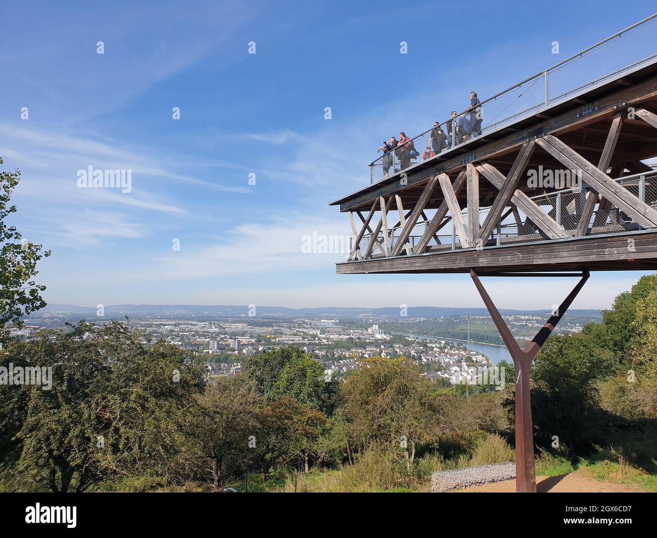 Aussichtsplattorm im Festungspark in Koblenz Stock Photo