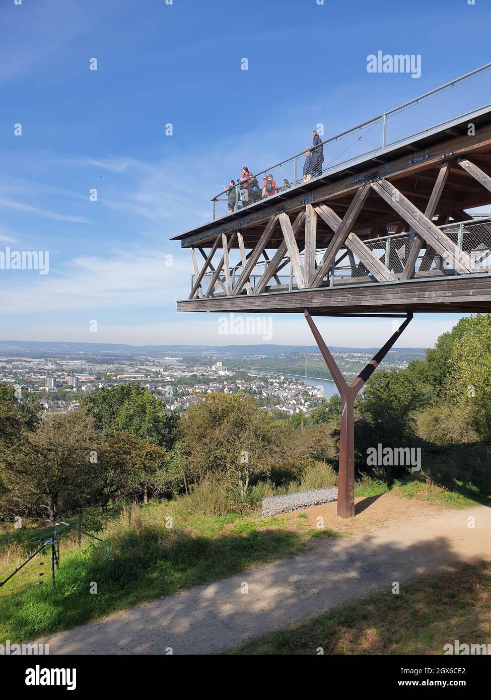 Aussichtsplattorm im Festungspark in Koblenz Stock Photo