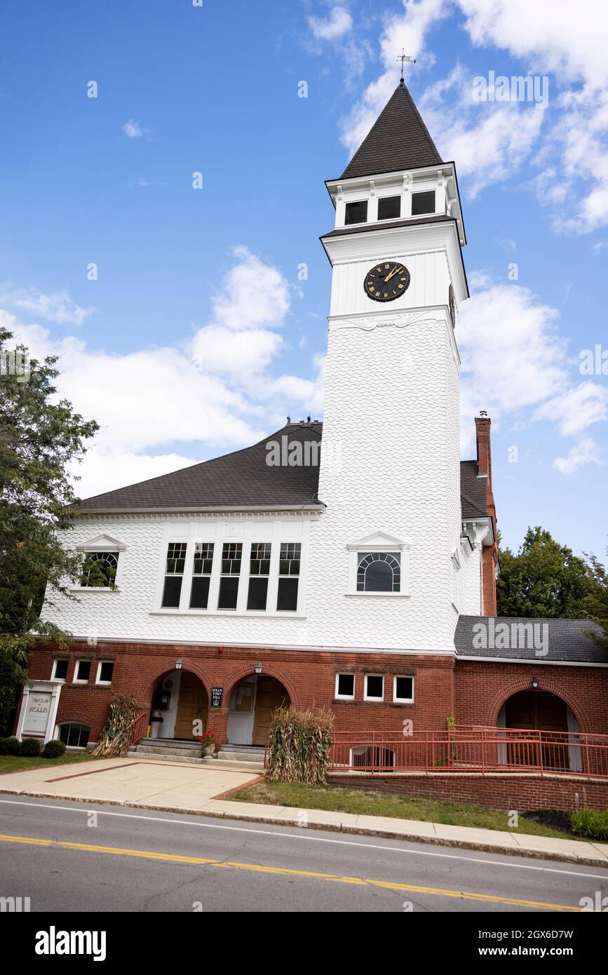 The town hall on Monument Square in the town center of Hollis, New