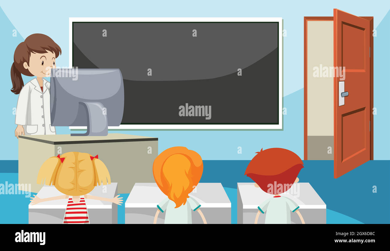 Students in class room Stock Vector