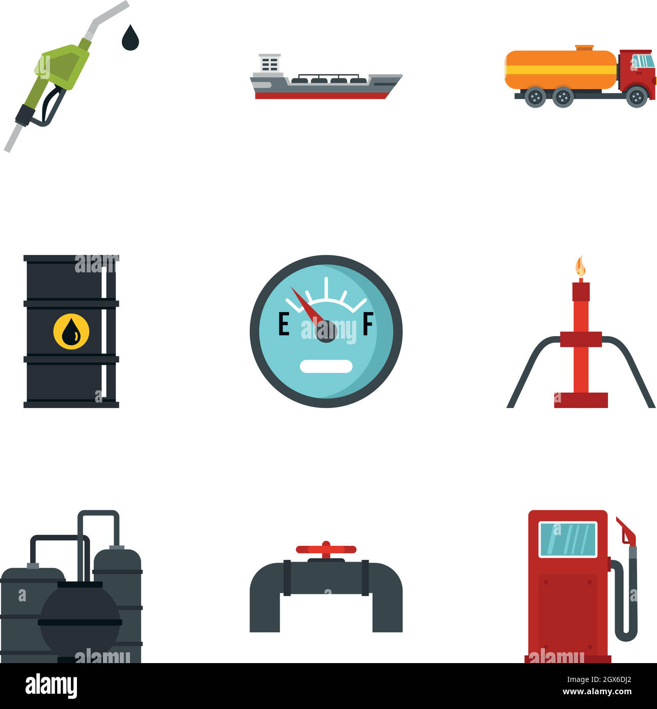 Fuel and oil icons set, flat style Stock Vector Image & Art - Alamy