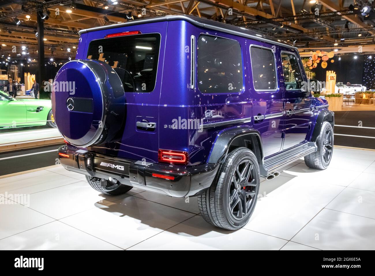 Mercedes-AMG G63 car showcased at the Autosalon 2020 Motor Show. Brussels, Belgium - January 9, 2020. Stock Photo