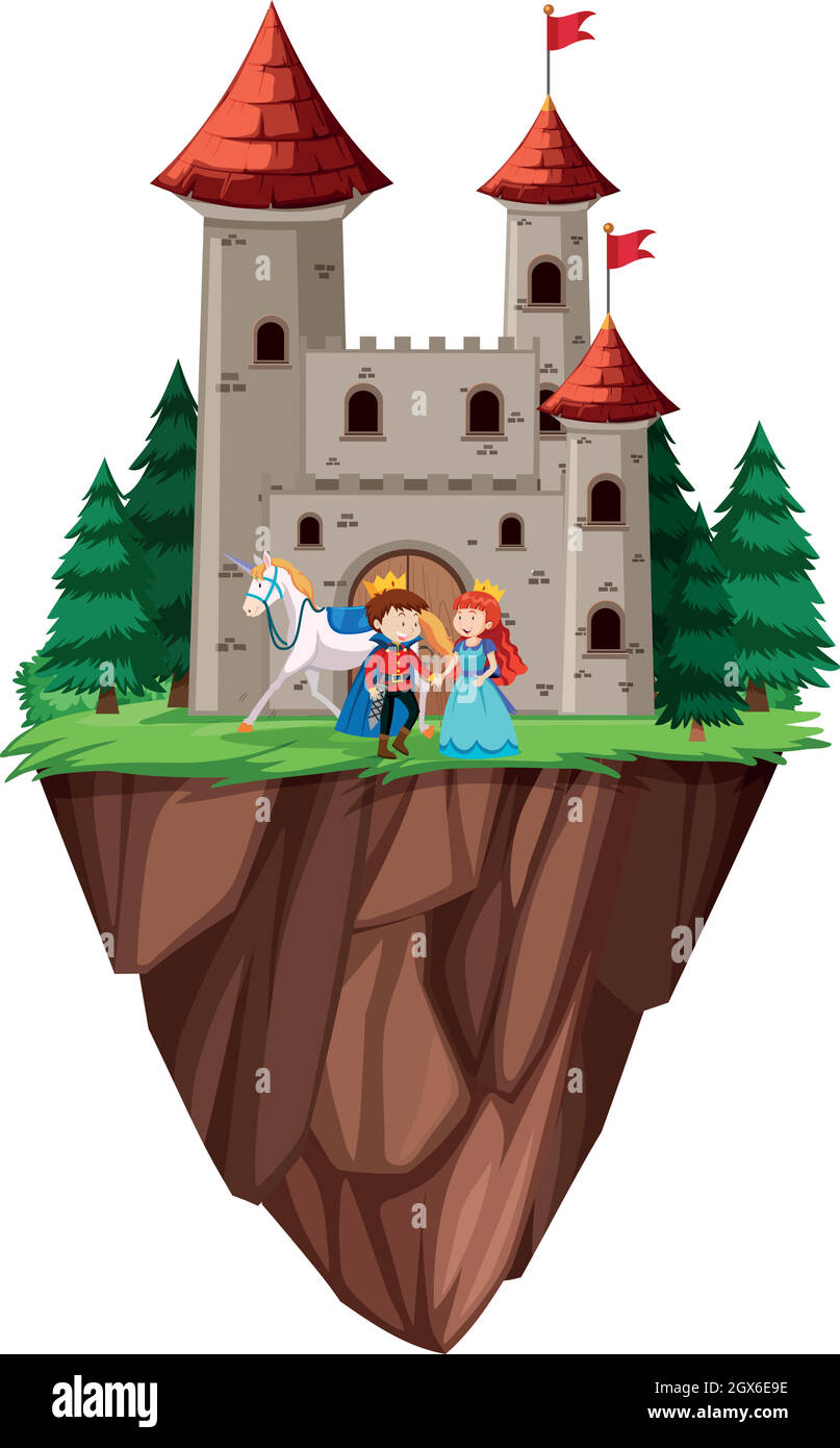 Isolated prince and princess castle Stock Vector