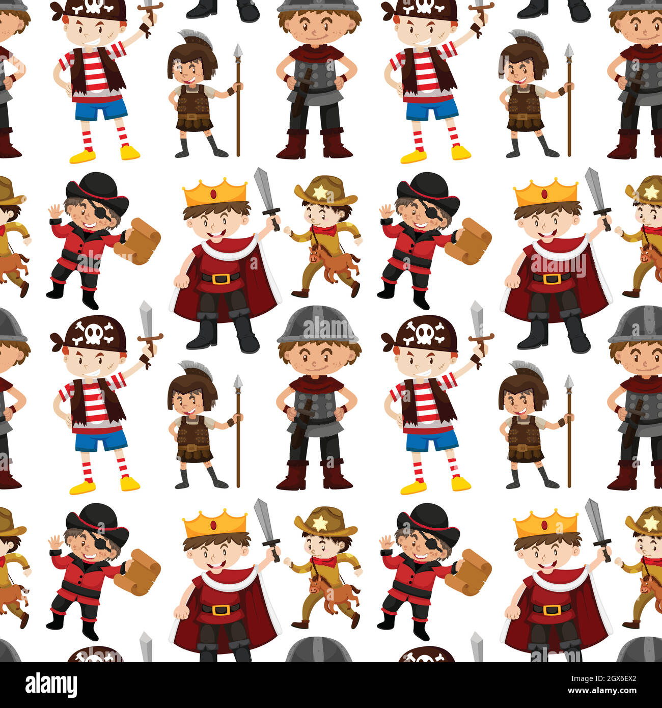 Seamless pattern of children dressed up Stock Vector