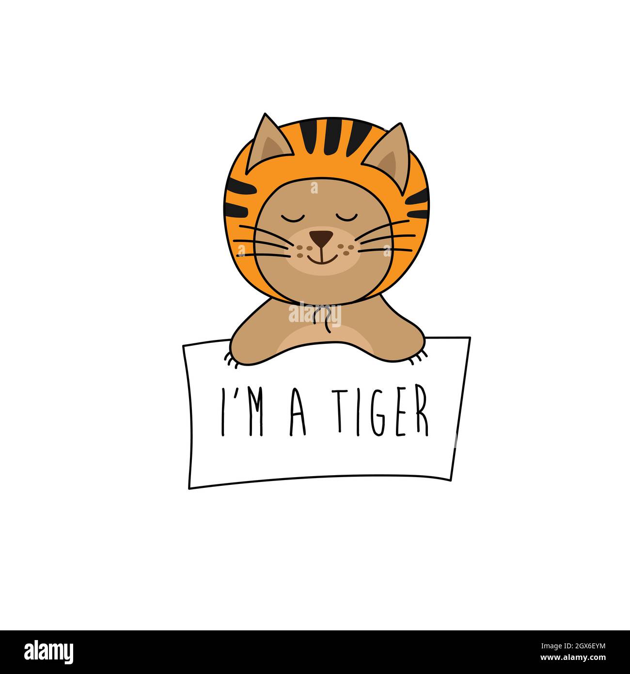 Vector illustration of a cute cat in tiger costume with a white background.  Symbol of the new year Stock Vector Image & Art - Alamy
