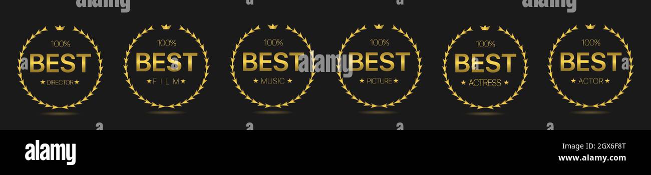 Best film Golden laurel wreath label set Stock Vector Image & Art - Alamy