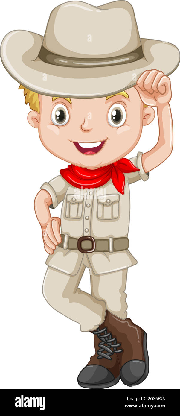 Boy in camping outfit smiling Stock Vector Image & Art Alamy