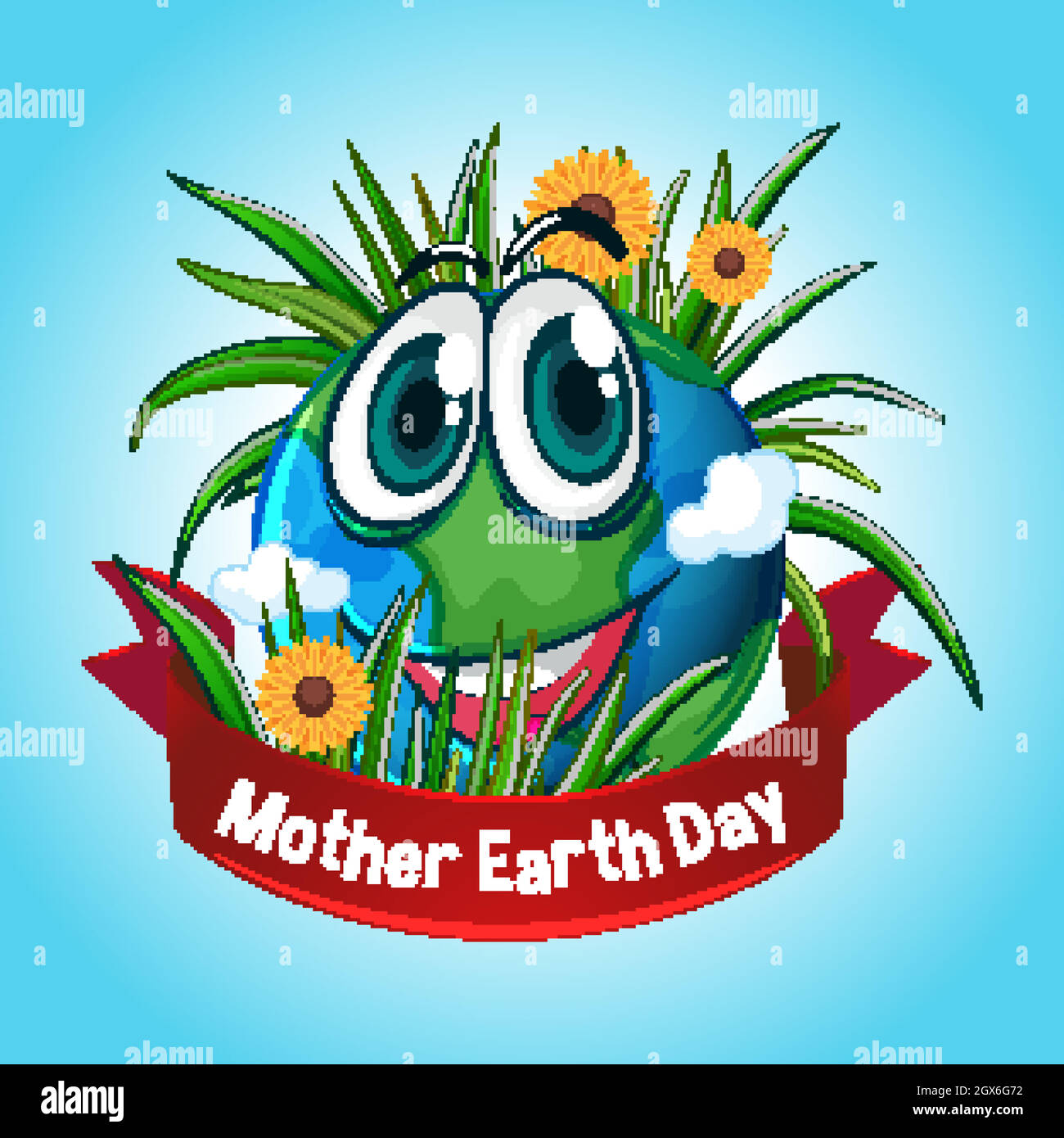 Naive illustration, child drawing, girl standing happily on mother earth  Stock Photo - Alamy