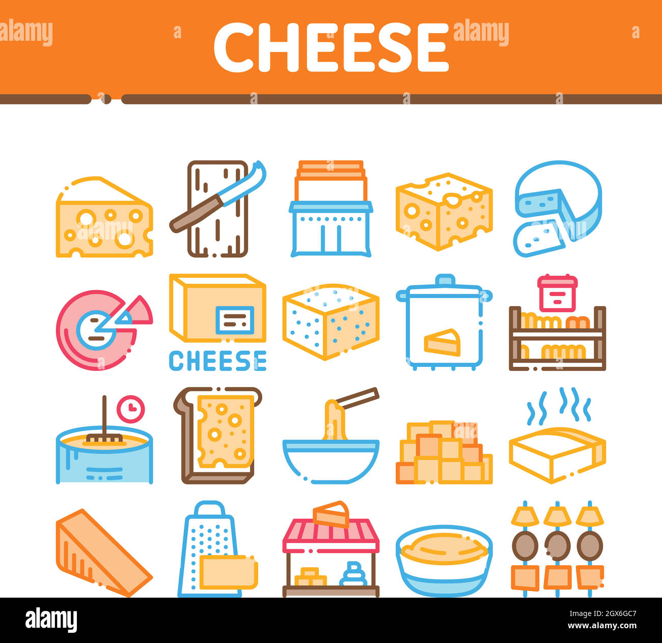 Cheese Dairy Food Collection Icons Set Vector Stock Vector Image & Art ...