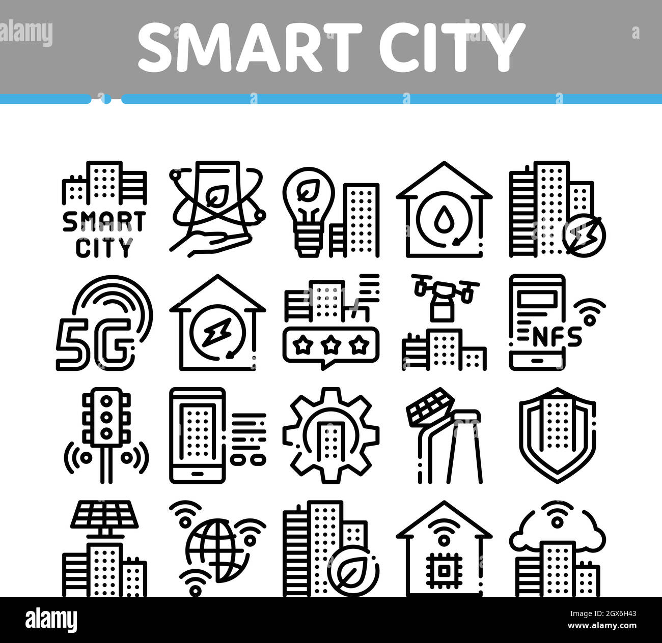 Smart City Technology Collection Icons Set Vector Stock Vector