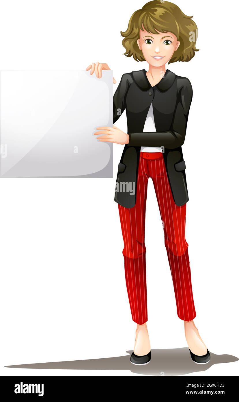 A woman holding an empty signage Stock Vector Image & Art - Alamy