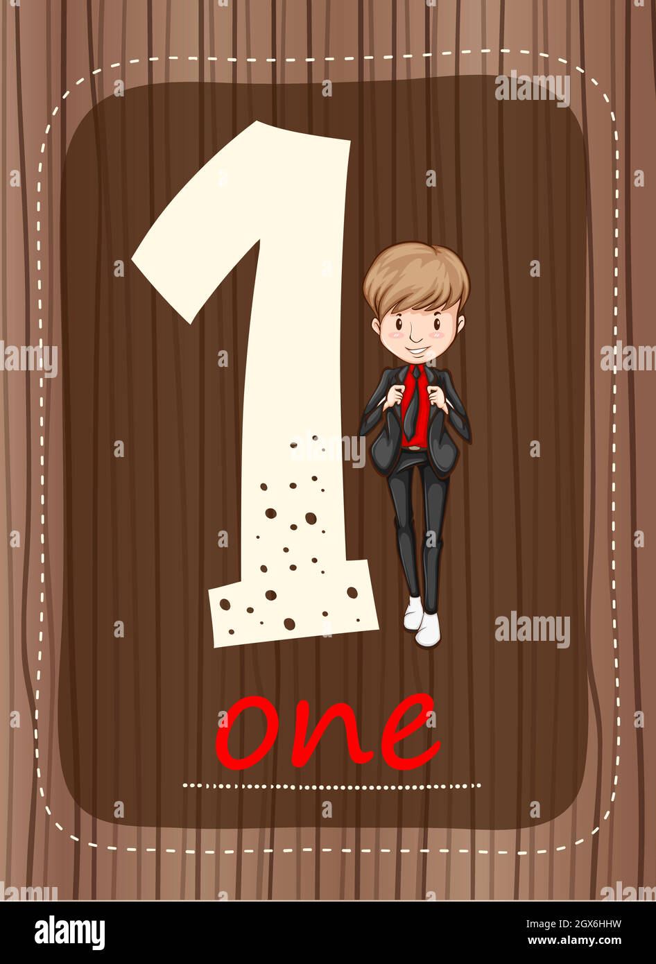 Flashcard number 1 with number and word Stock Vector Image & Art - Alamy