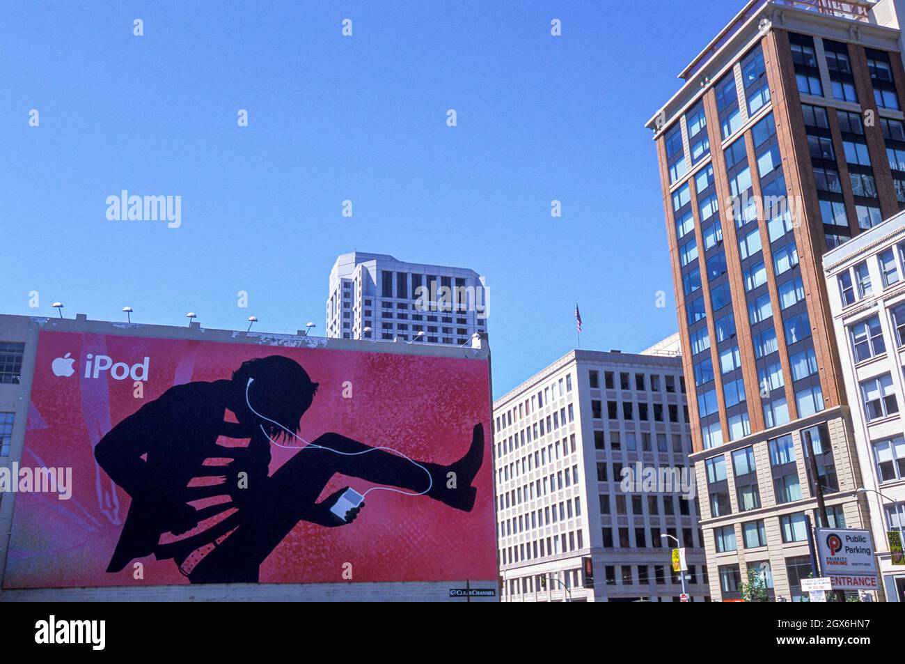 Apple iPod mural advertisement in San Francisco, California, USA Stock Photo