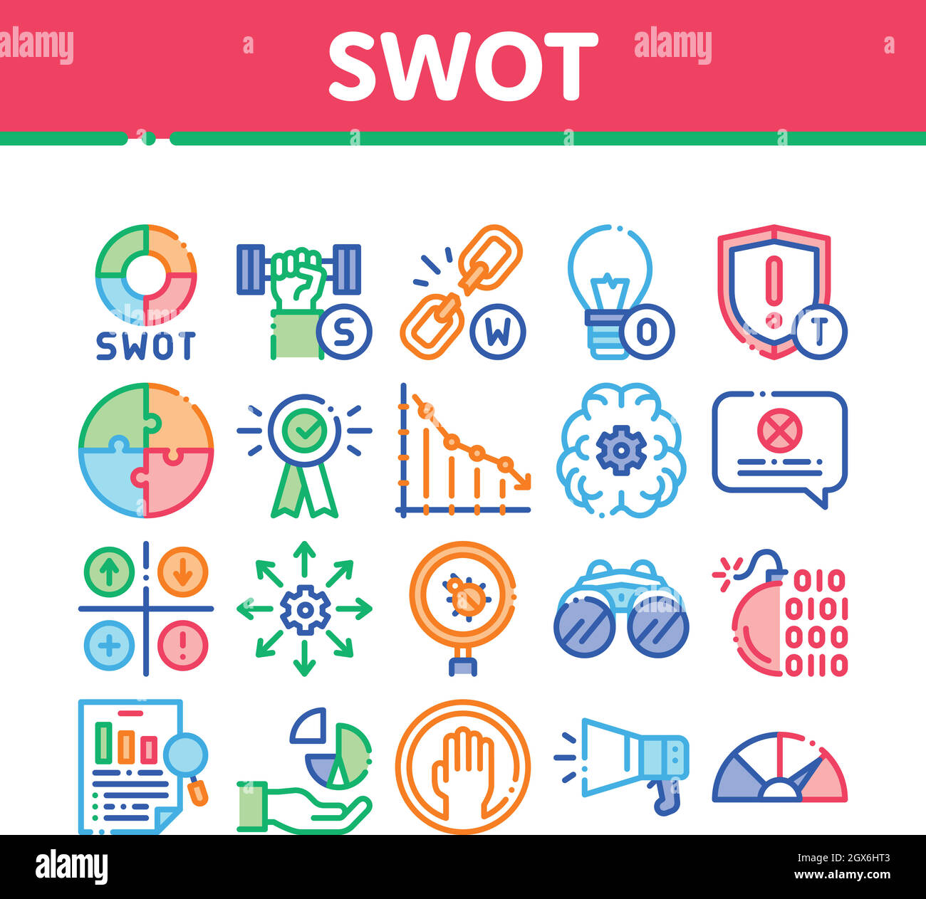 Swot Analysis Strategy Collection Icons Set Vector Stock Vector