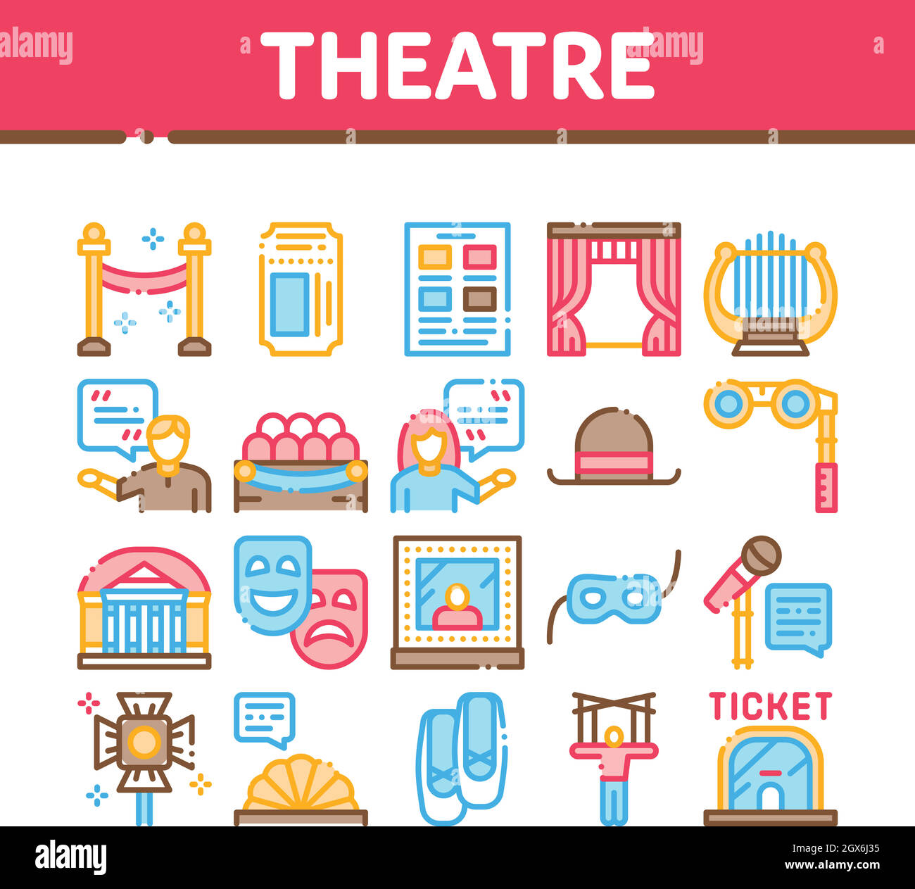 Theatre Equipment Collection Icons Set Vector Stock Vector Image & Art