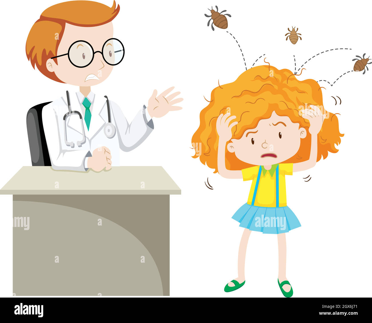 Doctor examining girl with head lice Stock Vector Image & Art Alamy