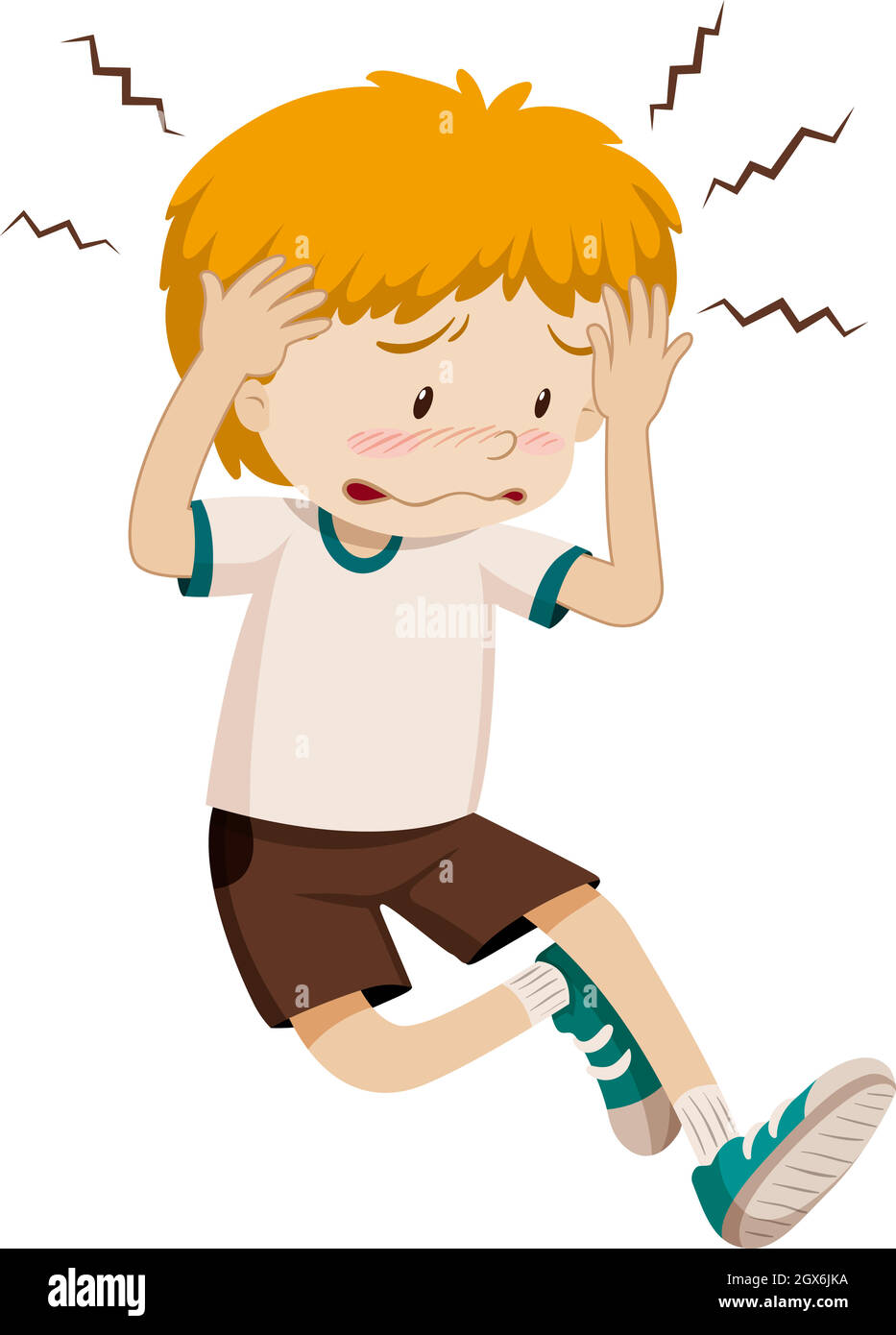 Sad boy having headache Stock Vector Image & Art - Alamy