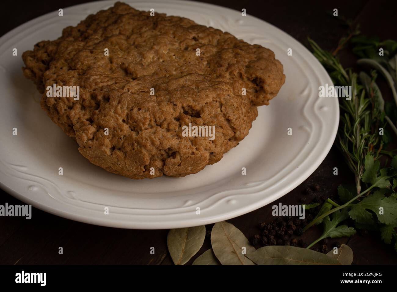 Vegan meat seitan made with vital wheat gluten, herbs and spices Stock Photo Alamy