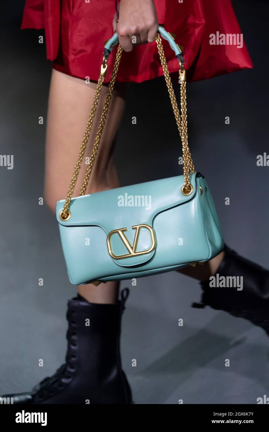 Paris, France. 01st Oct, 2021. Details, accessories, handbags and shoes on  the runway at the Valentino fashion show fashion show during Spring/Summer  2022 Collections Fashion Show at Paris Fashion Week in Paris,