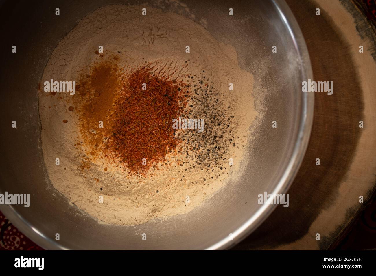 Wheat gluten prepared with spices ready for seitan making Stock Photo