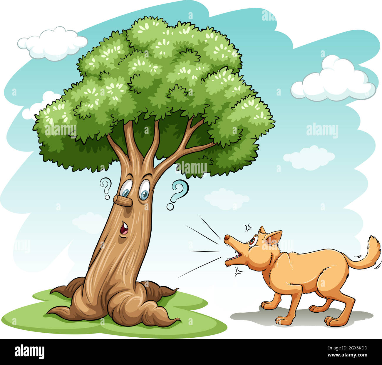 Dog barking the tree Stock Vector