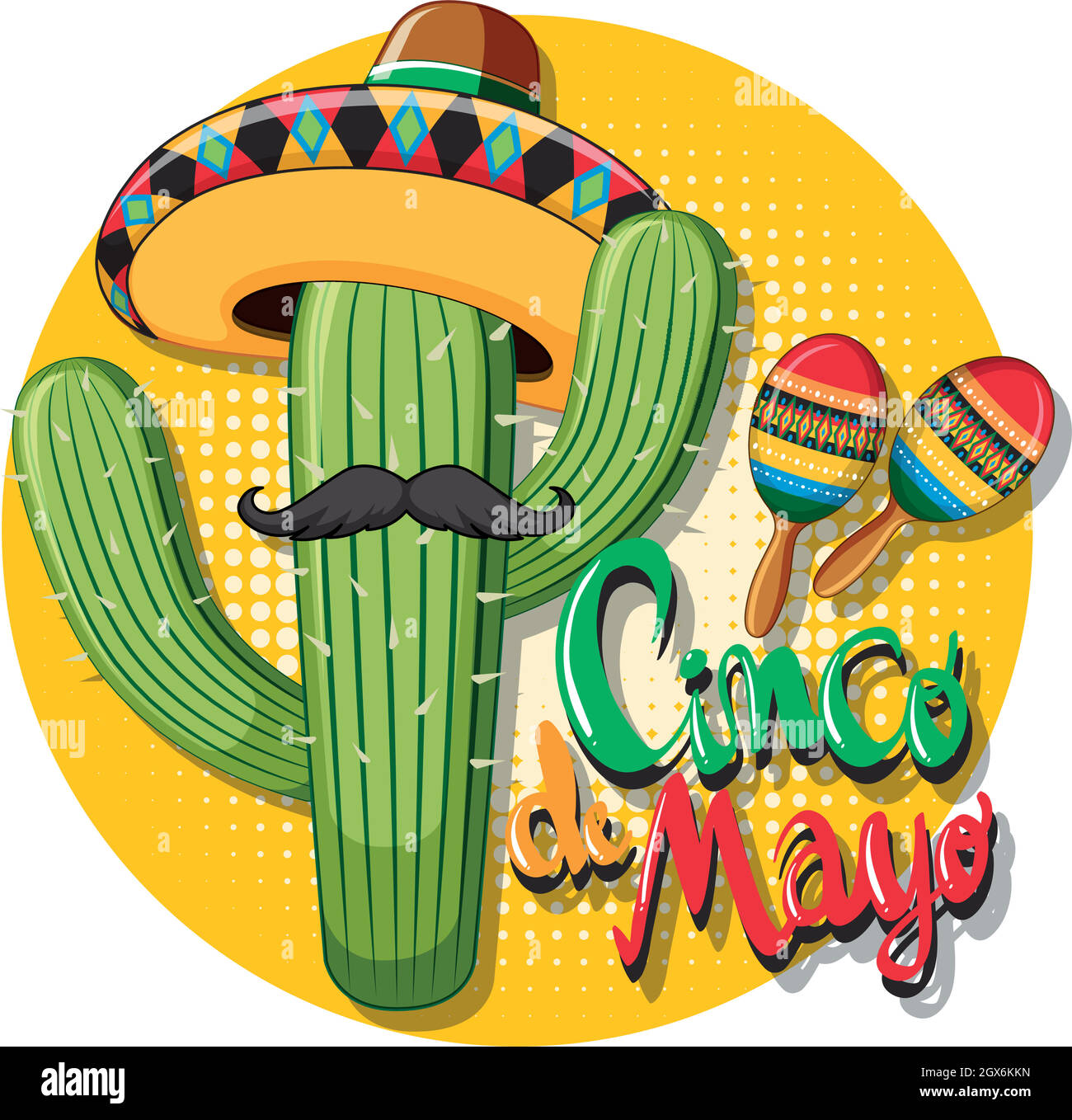 Cinco de mayo card template with cactus wearing hat Stock Vector Image