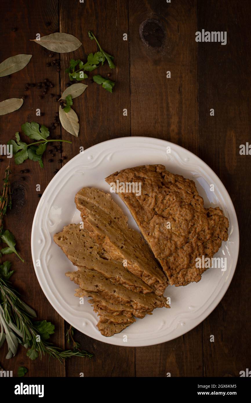 Vegan meat seitan made with vital wheat gluten, herbs and spices Stock Photo Alamy