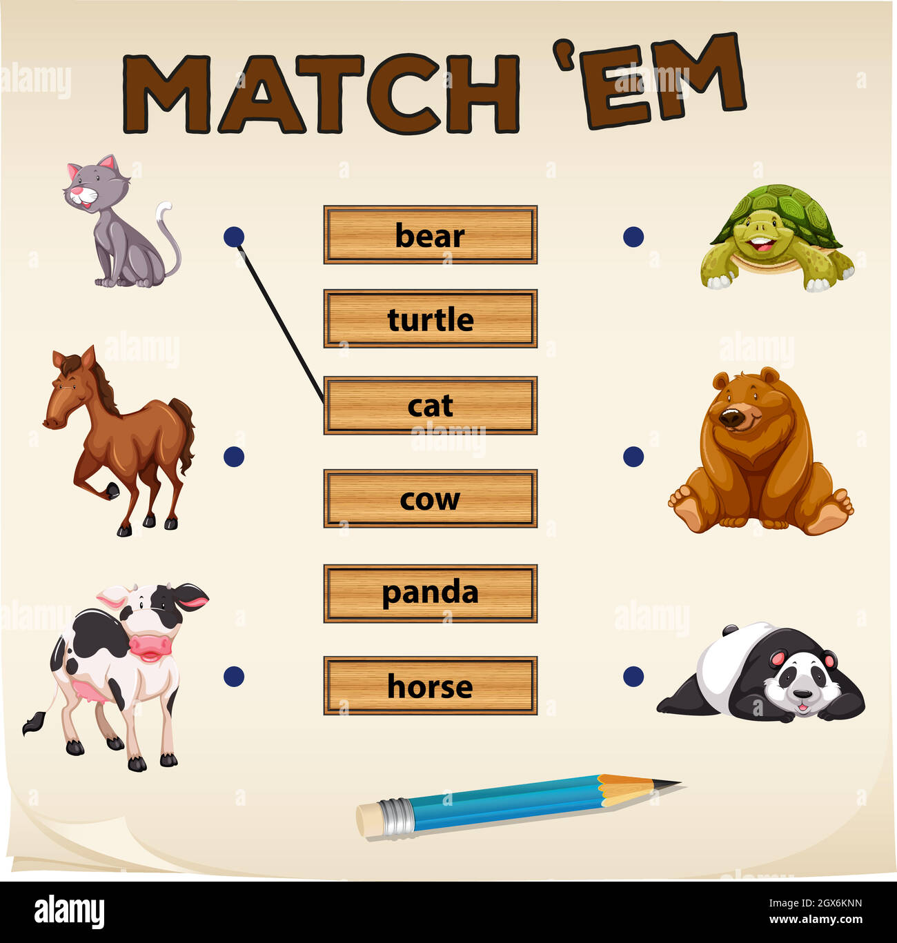 Matching game with cute animals Stock Vector