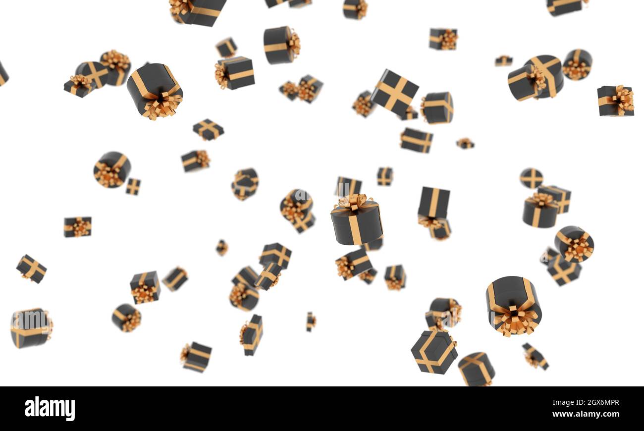 3D render of floating gift boxes on a white background Stock Photo - Alamy