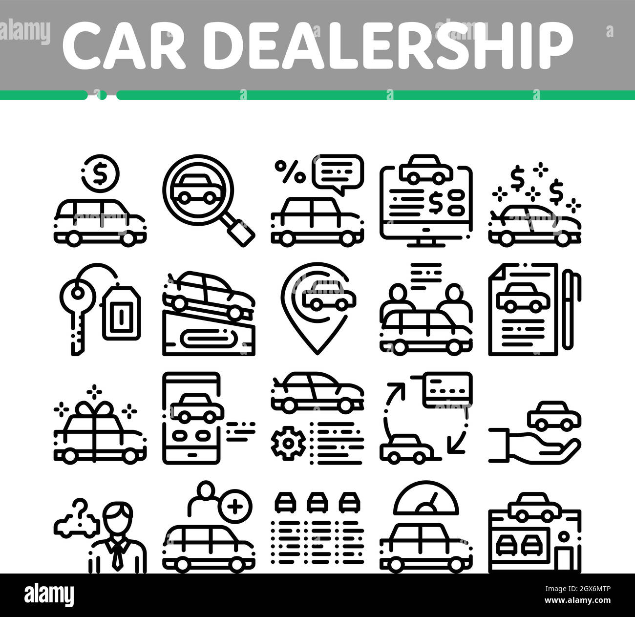 Car Dealership Shop Collection Icons Set Vector Stock Vector