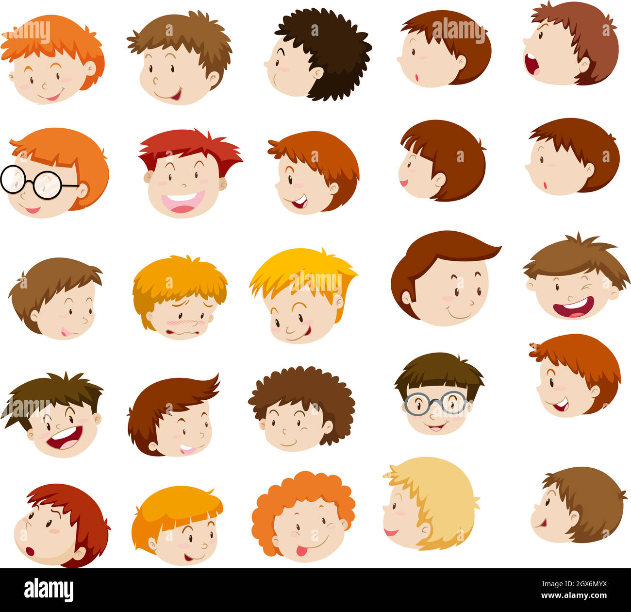 Boy different facial expressions illustration hires stock photography